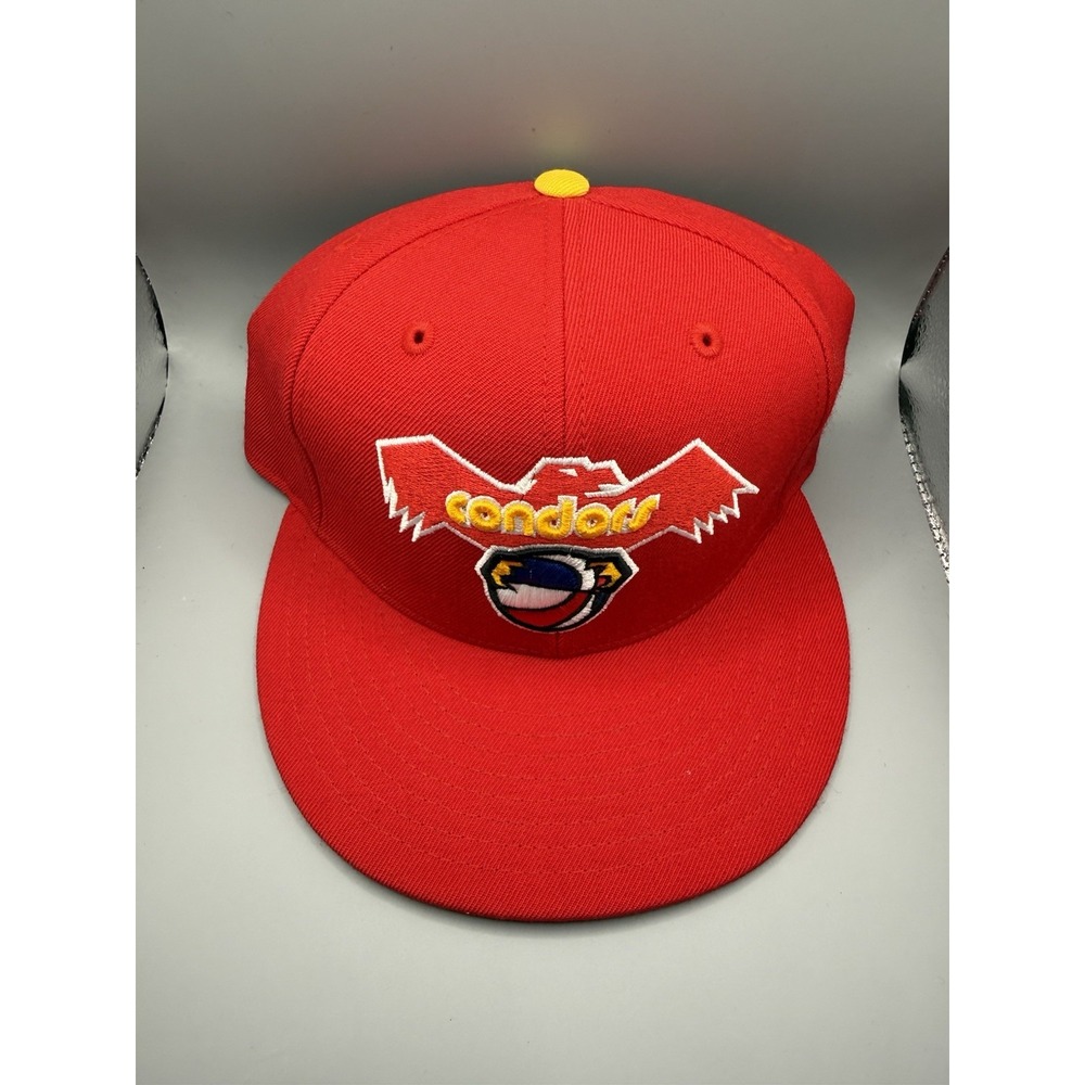 Atlanta Hawks Mitchell & Ness Condors Fitted Hat 7 1/4 Red Yellow Retro - Picture 5 of 8